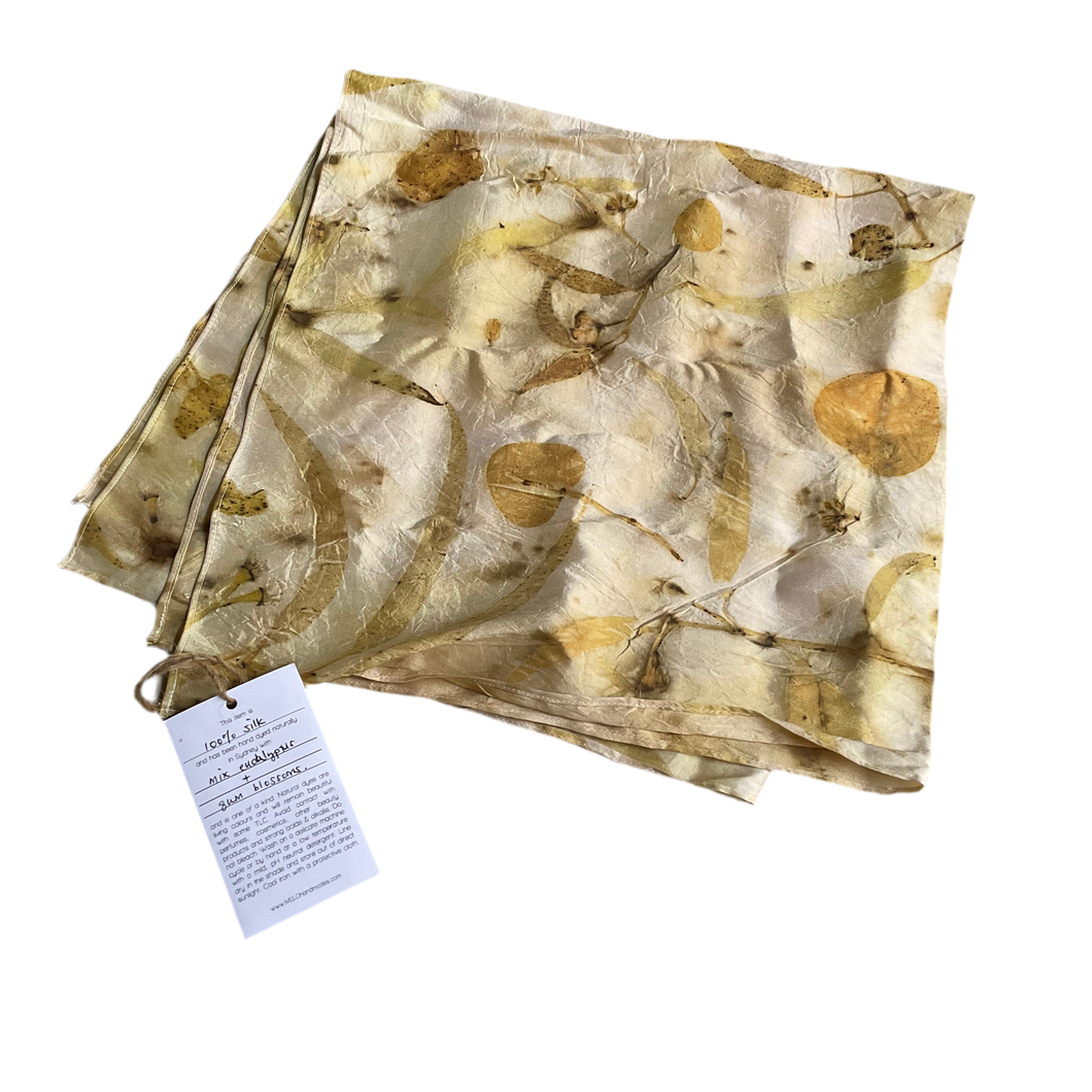 Botanical Print Silk Scarf in Eucalypt, 60 cm