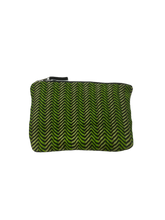 Load image into Gallery viewer, Green and Black spliced zip pouch