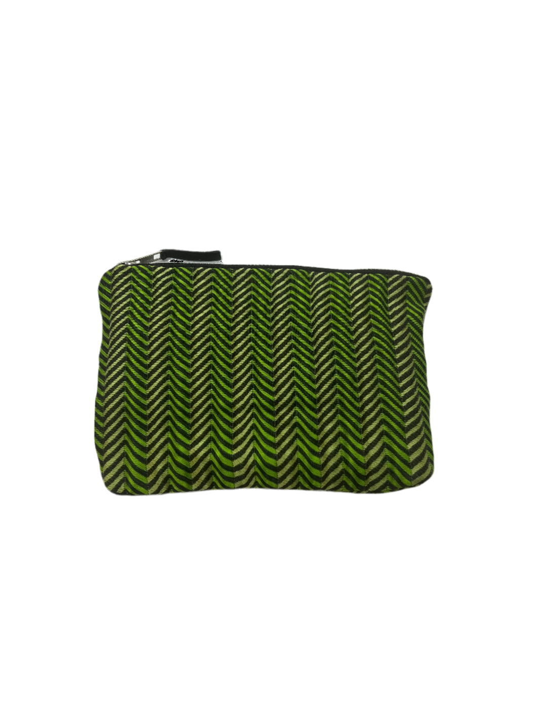 Green and Black spliced zip pouch