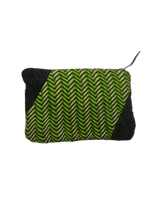 Load image into Gallery viewer, Green and Black spliced zip pouch