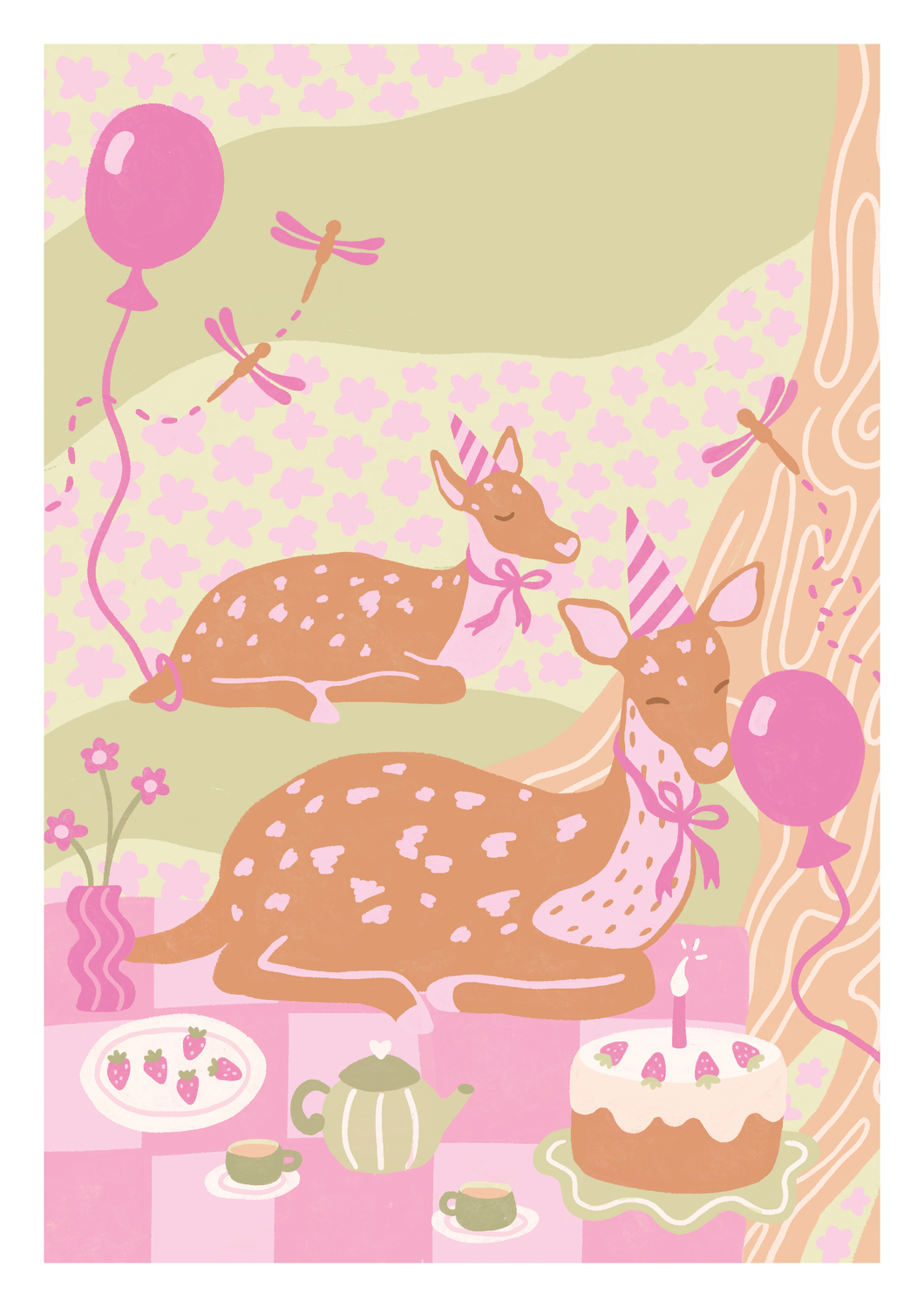 'Deer Tea Party' Art Print