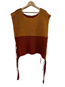 Fine Selection Hand Knitted Side Tie Vest Mustard