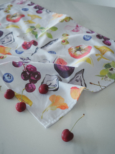 Fruit market tea towel by Lisa Hu