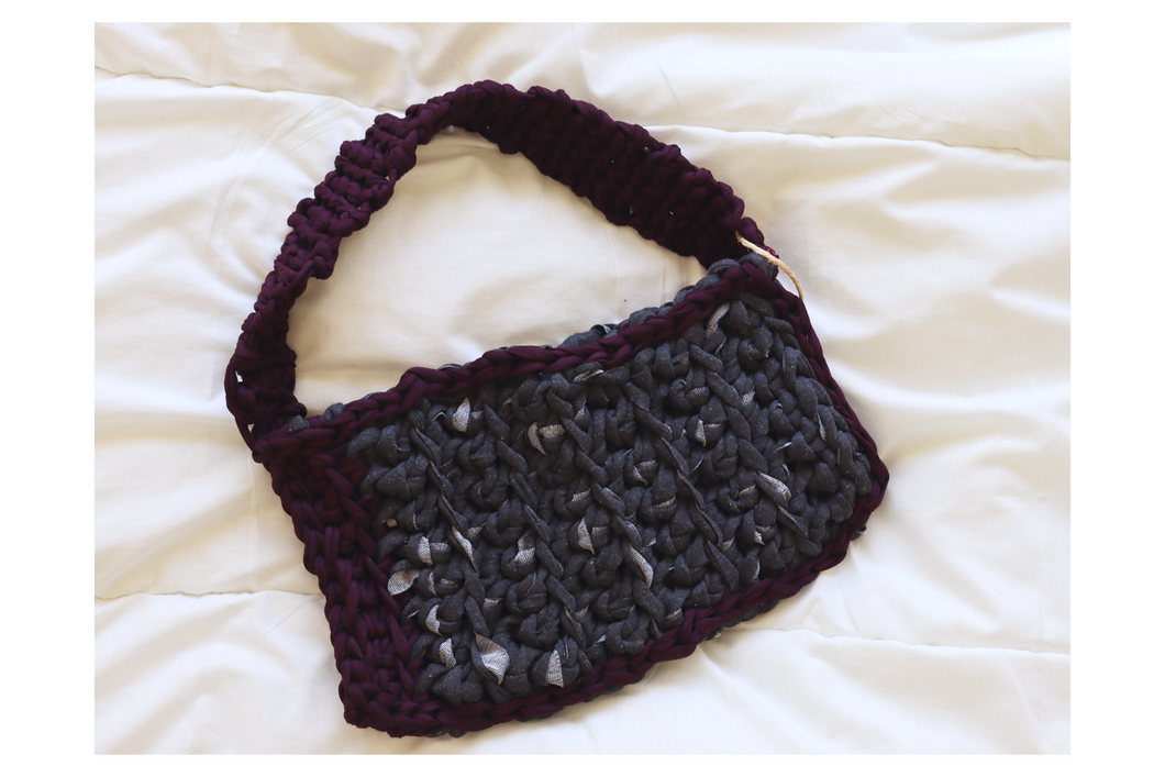 Grey + Plum Recycled Yarn Bag