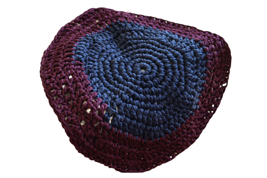 Navy Blue + Plum Recycled T-Shirt Yarn Mat