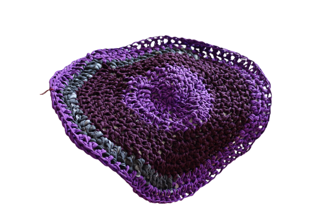 Purple + Plum Mat from Recycled T-shirt Yarn