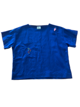 Load image into Gallery viewer, Apple Blossom Linen Navy Shirt with Hand Embroidery