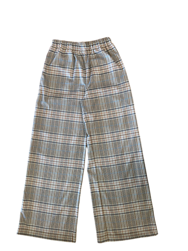 Pink Brown Check Twill Pants
