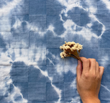 Load image into Gallery viewer, Cotton Muslin Baby Swaddle - Natural Indigo Marble