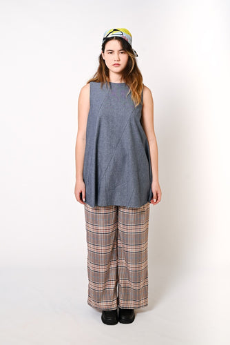 Pink Brown Check Twill Pants
