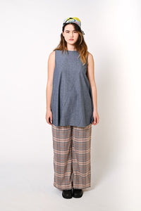Pink Brown Check Twill Pants