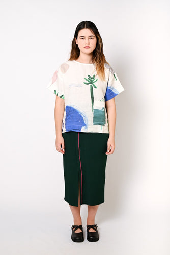 Printed linen top