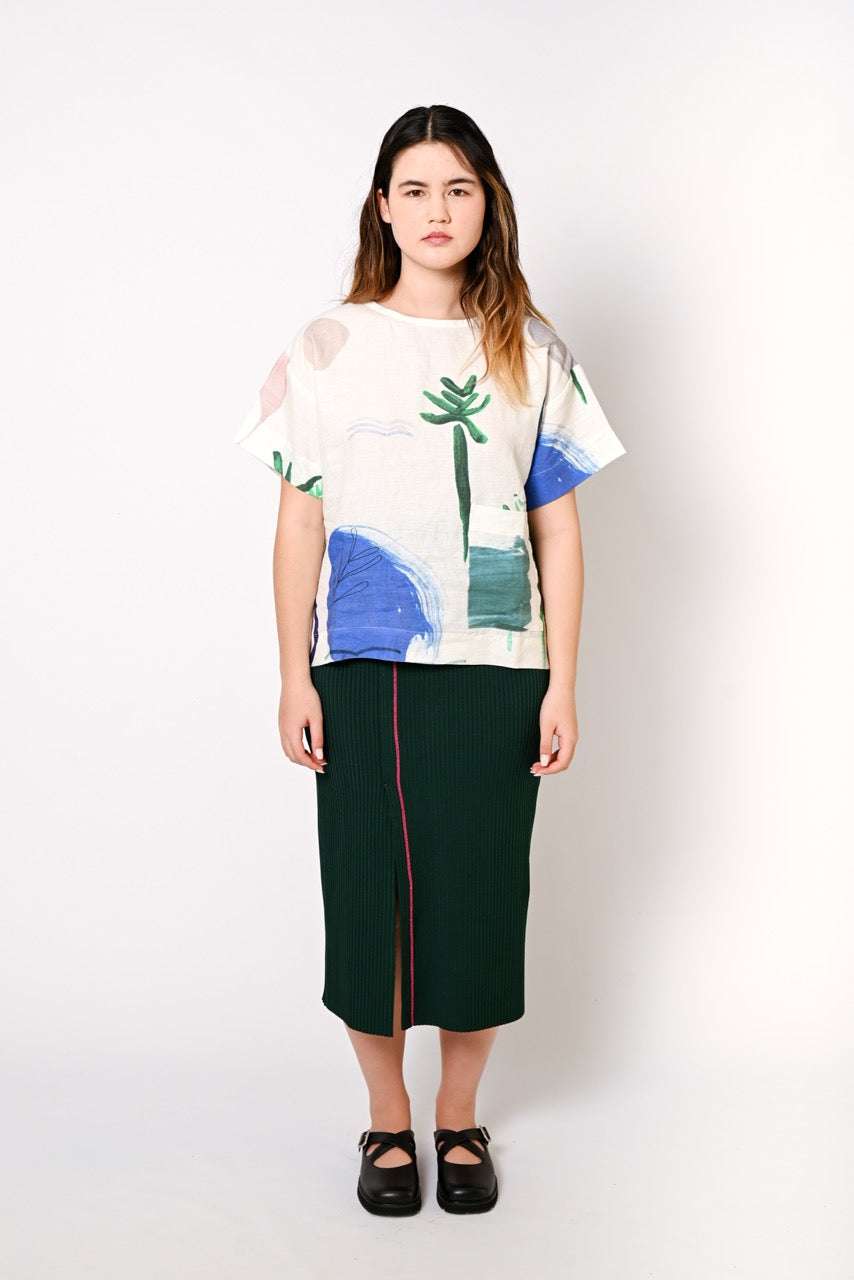 Printed linen top