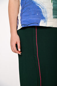 Organic Cotton Ribbed Midi Skirt
