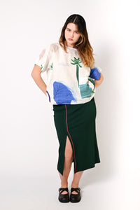Organic Cotton Ribbed Midi Skirt