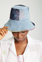 Load image into Gallery viewer, Hand Embroidered Sun Hat - Spiral Flower