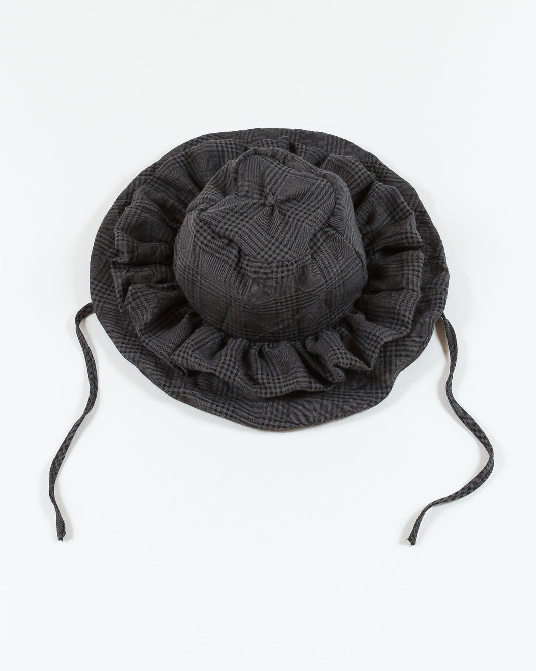 Ruffle Brim Hat - Charcoal Check