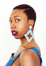 Load image into Gallery viewer, Msalaba Earrings - Sky Blue Marble