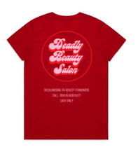 Load image into Gallery viewer, DEADLY BEAUTY SALON TEE RED