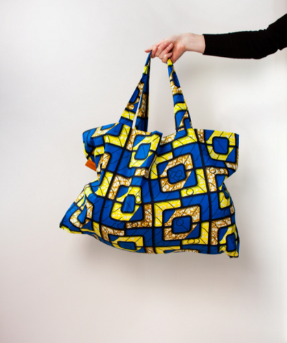 Chequered wax Print Tote bag