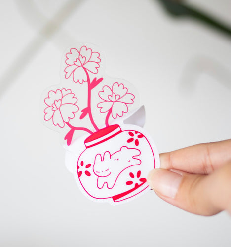 Egg Soda Studio Bunny Vase Clear Sticker
