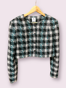 Winnie Cropped Jacket with buttons green/blue