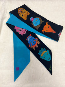 "Midi Tudey" - Peace Silk Ribbon Tie Art Scarf