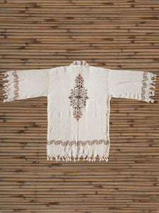 Short Linen Woodblock Print Robe