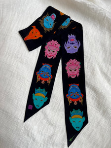 "Mini Tudey" - Peace Silk Ribbon Tie Art Scarf