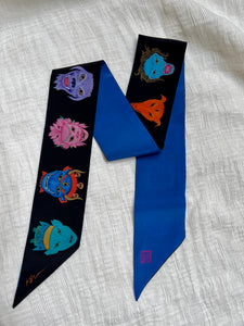"Mini Tudey" - Peace Silk Ribbon Tie Art Scarf