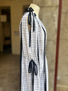 Drawn + Bound Dress (white linen check) - SALE