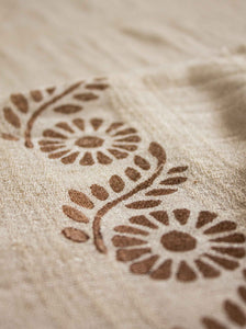 Short Linen Woodblock Print Robe