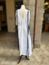 Load image into Gallery viewer, Drawn + Bound Dress (white linen check) - SALE